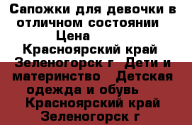 Сапожки для девочки в отличном состоянии › Цена ­ 700 - Красноярский край, Зеленогорск г. Дети и материнство » Детская одежда и обувь   . Красноярский край,Зеленогорск г.